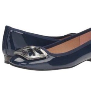 French Sole FS/NY Woman's Talisman Navy Blue Patent Flat 6B
